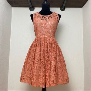 Cocktail Dress - Petticoat Lined - Coral/Salmon/Pink